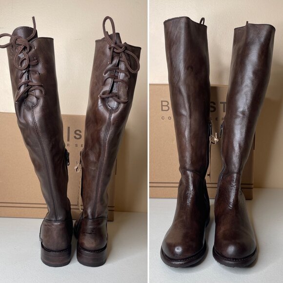 BED STU Manchester Distressed Brown Leather Tall Riding Boots BedStu Size 6.5 - Picture 5 of 16